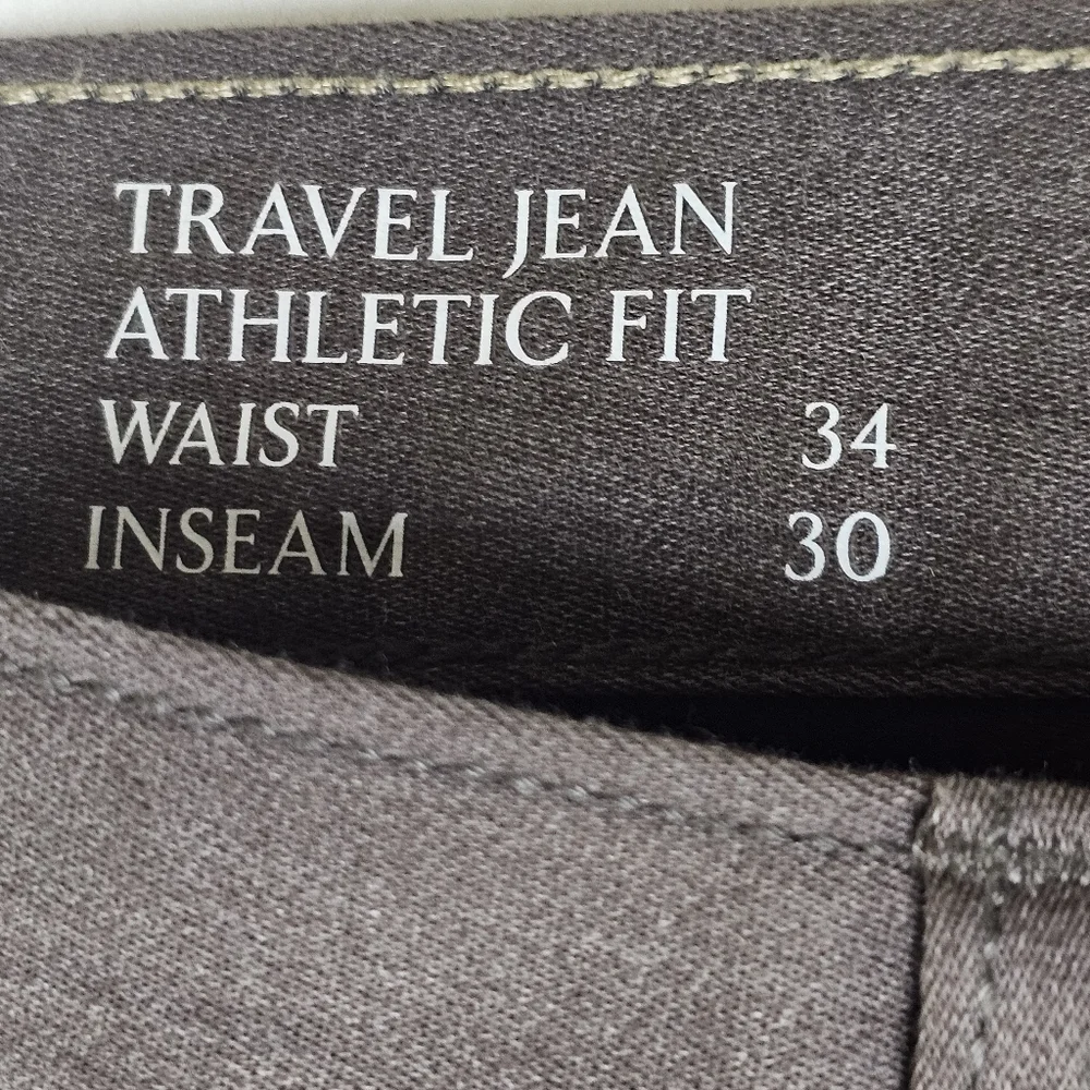 Travel Jean Athletic Fit Mens Pants Size 34x30 Brown Casual‎ Trousers